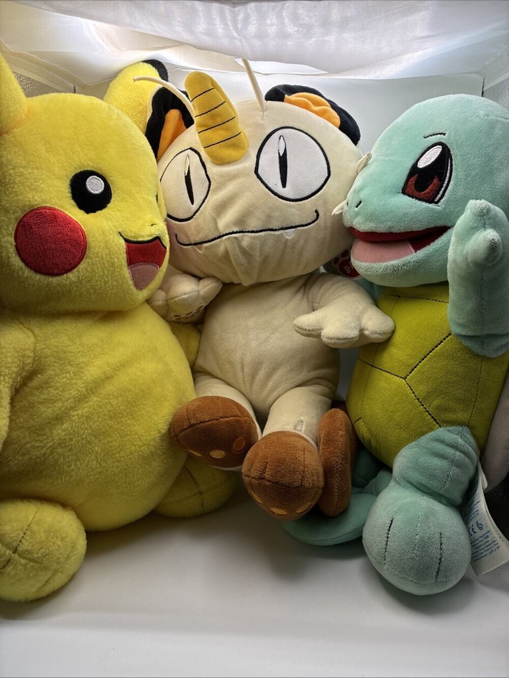 Pokemon Build A Bear Lot Of 3 Pikachu Meowth Squirtle 2016- 2017 No Sounds READ!